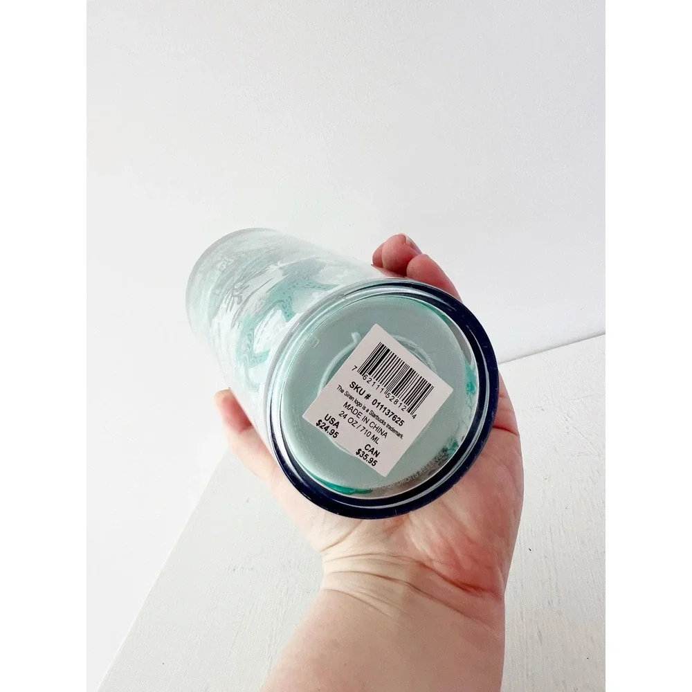 Starbucks Cold Cup Teal Woodland‎ Fox Floral Tumbler 24oz with Fox Topper NEW
